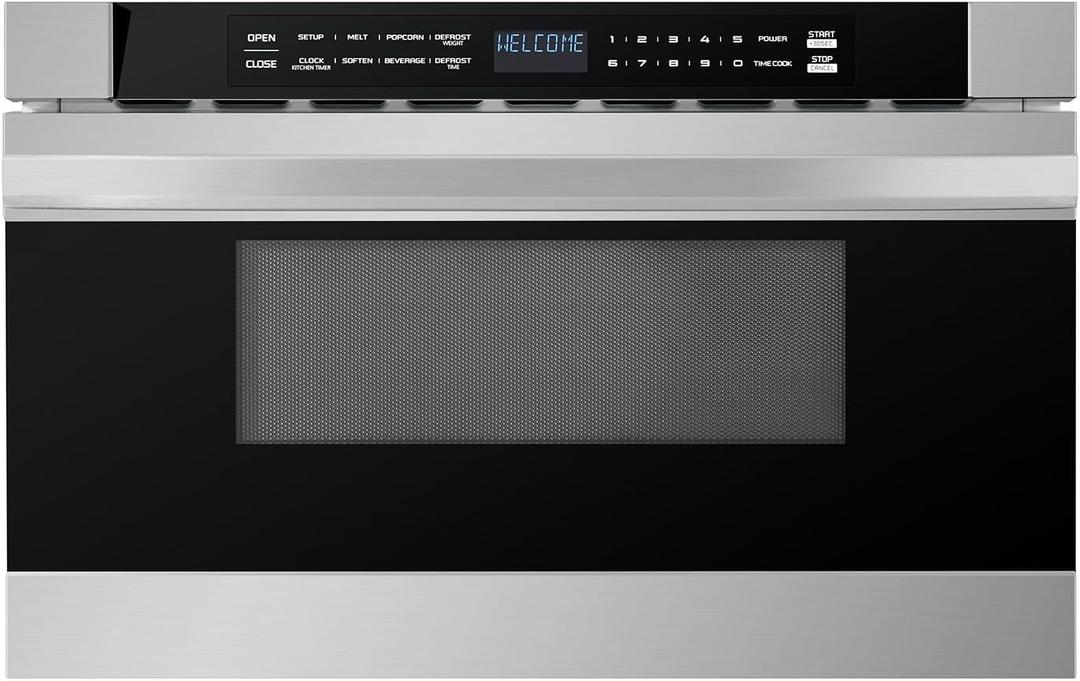 Midea MM12S2ASZ Microwave Oven, 1.2 cu.ft Drawer, Stainless Steel, Child Safety Lock
