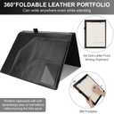 Clipboard Padfolio with Storage Pocket,Clipboard Folder Portfolio Organizer,360 Degree Foldable Clipboards with Refillable Notepad,Faux Leather Padfolio Organizer for Office School Supplies-Dark Black