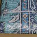 Area Rugs 9'x12' Washable Non-Slip, Floral Vintage Distress Print Pattern Medallion Carpet for Living Room Bedroom Dining Room, Teal Green Lake Blue Turquoise 