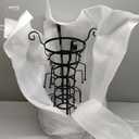 MyGift 24-Hook Rustic Black Iron Coffee Mug Holder, Tea Cup Display Stand, Drinking Glasses Baby Bottle Drying Rack Stand