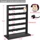 Ikee Design Wooden Jewelry Display Rack with 20 Removable Metal Hooks,Earring Card Display Stand,Jewelry Organizer,Earring Bracelet Organizer, Keychain Stand, Black Color