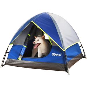 GDanes Blue Dog Tent, Portable Indoor/Outdoor Dog Bed with Soft Pad | 42 x 42 x 32 Inch, Large Dogs House, Removable Plush Microfiber Mat, Ground Stakes, Lightweight, Easy to Assemble & Pack 