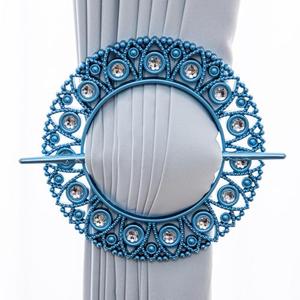 Silver Resin Circular Curtain Strap and Curtain Buckle Curtain Tiebacks Curtain Holdback Suitable for bedrooms (Set of 2) (Blue Circle), Set of 2
