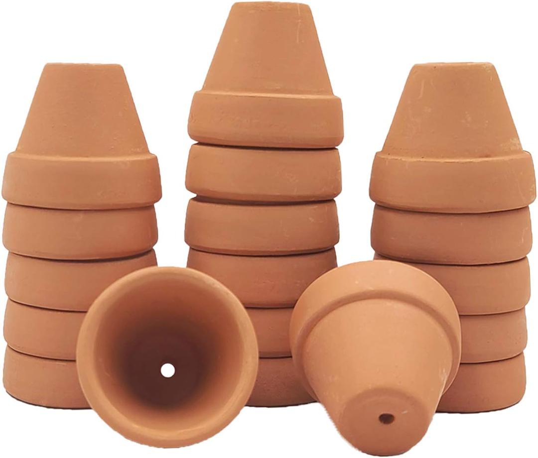 Yishang Mini Terracotta Pots with Drainage Holes - 1.2 inches Succulent Cactus Nursery Planter,Tiny Clay Nursery Pots for Indoor/Outdoor Mini Plant, DIY Crafts, Wedding Favors(18 Pack)