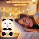 TLAOTNIY Squishy Cute Panda Night Light,Voice Controlled Light with 4 Color Modes Soft Silicone USB Charging Panda Lamp for Kids Room,Novelty Animal Night Lamp for Decor (C-1pack)
