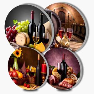 TUMOVO Red Burn Covers for Electric Stove Kitchen Decor Wooden Barrel Round Stove Burner Cellar Gas Burner Covers ,Metal Stove Burner Cover Set of 4 Grape Gilt Fruit Food Pattern(Yellow),10''x10' (Artwork-01)