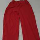 Wide Leg Sweatpants for Women Elastic High Waisted Drawstring Loose Pants with Pockets (Large, Red)