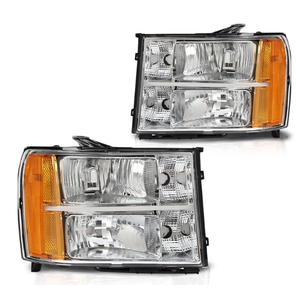DWVO Headlights Assembly Compatible with 20072013 GMC Sierra 1500/20072014 Sierra 2500HD 3500HD Chrome Housing Amber Reflector Clear Lens