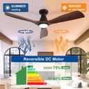 Depuley 52-Inch Ceiling Fans with Lights: Walnut 3 Blade Flush Mount Low Profile Ceiling Fan for Bedroom - Dimmable Indoor Outdoor Fan with Remote Control Ultra Quiet DC Motor Timer