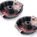 KITESSENSU 9 inch Non-Stick Cake Pans Set of 2, 12 Cups Premium Fluted Cake Pans for baking, Heavy Duty Carbon Steel Tube Pan Baking Mold, Gray