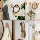 birosnsy 4 Pack Wood Hooks Wall Natural Wooden Space Saving No Damage Adhesive for Entryway Bedroom Kitchen Door for Hanging Coat Hat Towels Clothes Modern Home Decorative Gift (Beech)