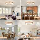 24 Low Profile Ceiling Fan with Light,3 Color Dimmable LED,6 Speeds,Reversible Motor,Wooden Flush Mount Ceiling Fans with Lights and Remote for Bedroom/Kidsroom/Dinng Room