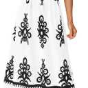 PRETTYGARDEN Summer Dress for Women 2025 Floral Sundress Spaghetti Strap Flowy Beach Vacation Boho Maxi Dresses (Large, White Black Floral)