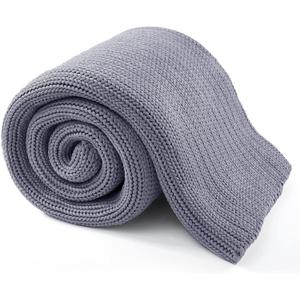 Guohaoi Knitted Weighted Blanket(Light Grey 50"x75" 15lbs),Home Dcor Cooling Throw Blanket for Hot Sleepers,Hand Made Chunky Knit Heavy Blanket for Adults Use on Full Size Bed