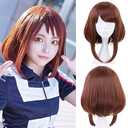 Short Brown Bob Wig Synthetic Hair for Anime Cosplay Costume Wigs or Halloween Women, Costumes Wigs Party (9.84 x 5.91 x 1.97 inches)