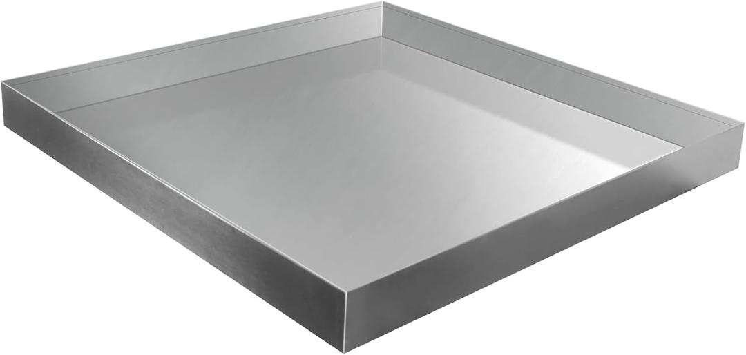 Washing Machine Pan,28''x30''x2.5'' Heavy Duty 304 Stainless Steel Washing Machine Drain Pan,Washer Tray for Floor Protection,Compact Washer Drip Tray No Hole