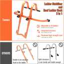 2 in 1 Ladder Stabilizer & Ladder Hook for Roof Ridge, Heavy Duty Ladder Roof Hooks with Rubber Grip T-Bar, Secure and Stable Ladder Standoff Arms for Roof Gutter with Anti-Slip Rubber Feet