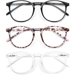 IBOANN Iconic Blue Light Glasses for Woman - Computer Glasses up to 99% Blue Light Blocking - Anti Eyestrain & UV Glare (*A1 Light Black & Leopard & Transparent)