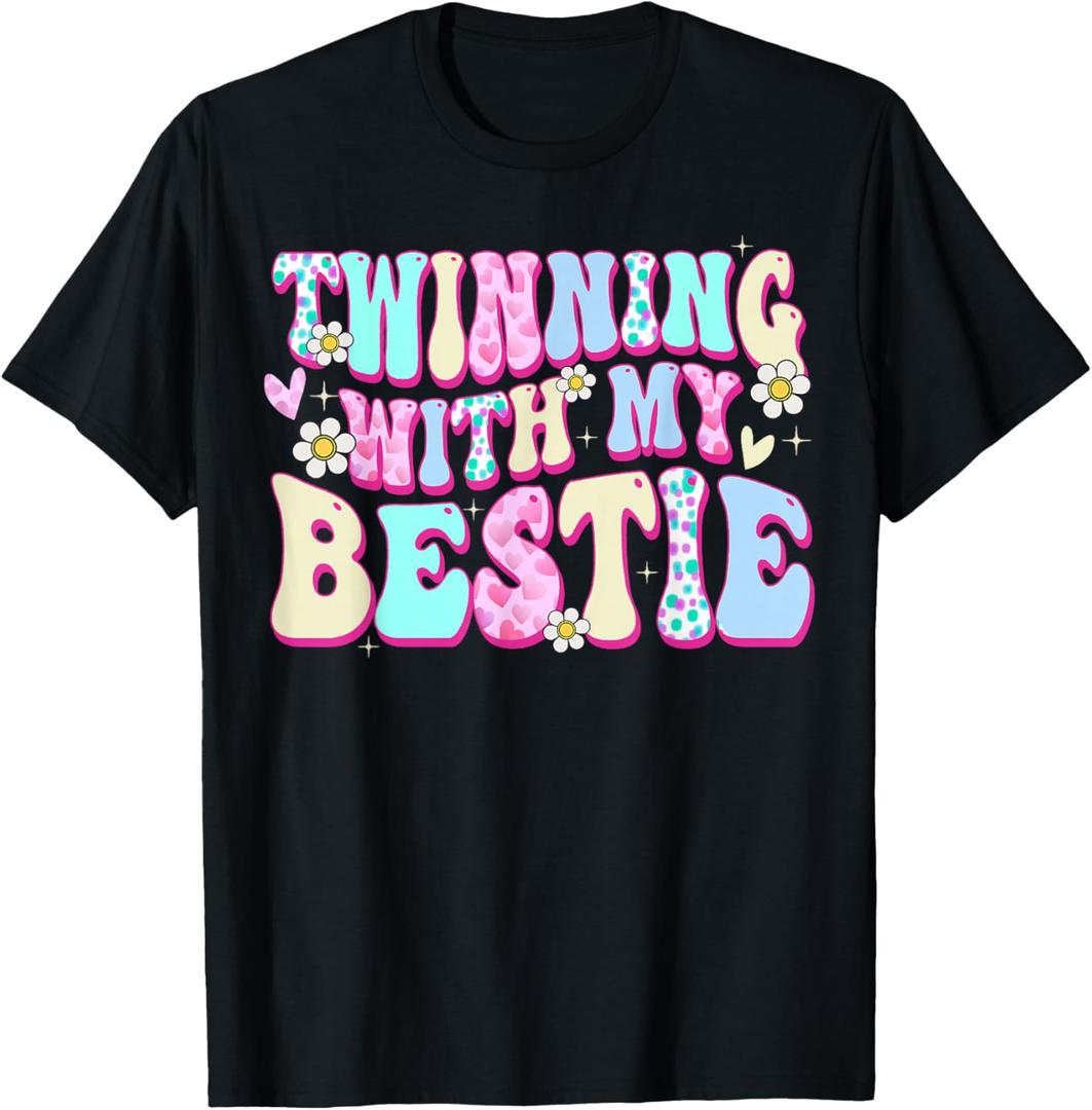 Friends Twinning with My Bestie Spirit Week Girls Matching T-Shirt,  (Girls S)