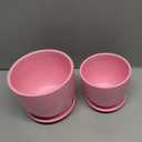 Pink Ceramic Flower Pots,Indoor Decorative Plant Pots Set of 2 - 4"+5" Inch Small Glazed Succulent Planters with Drainage Hole,Modern Garden Pots with Saucer