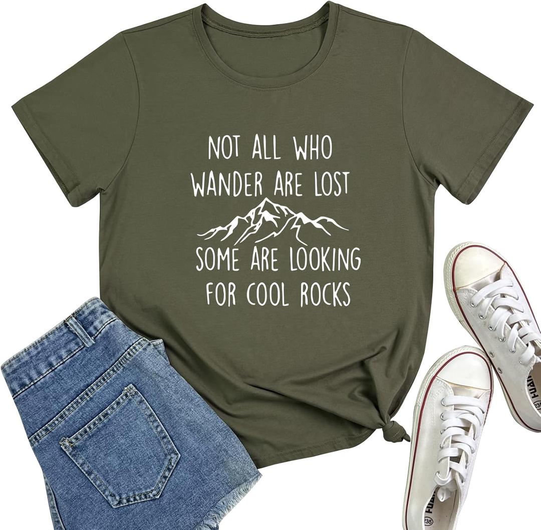 YITAN Women Cute Tees NOT All WHO Graphic Crewneck T-Shirts (Green, L)
