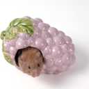 Ceramic Hamster Hideout,Grape Dwarf Hamster House,Guinea Pig Habitat Decor, Hideaway House for Gerbil, Cool Bed for All Season (Purple)