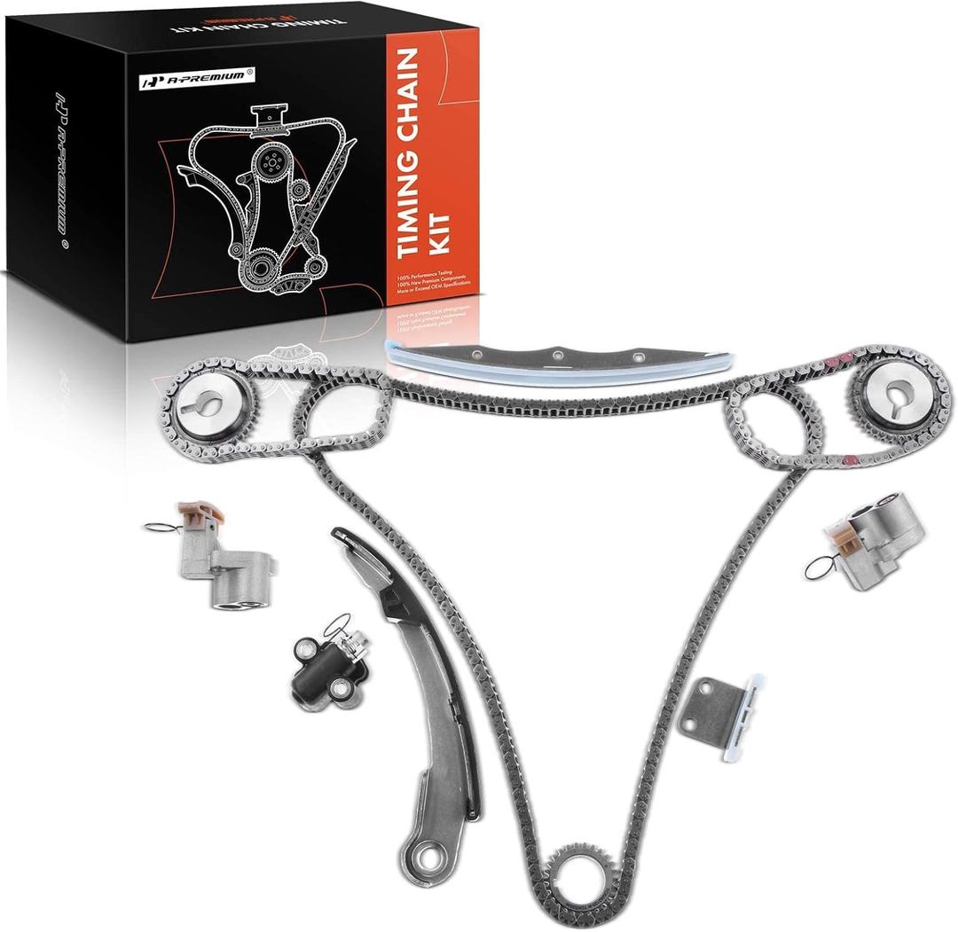 A-Premium 12PCS Engine Timing Chain Kit W/Tensioner & More [fits DOHC, 6Cyl 3.5L, VQ35DE] Compatible with Nissan Maxima 2002-2008, Altima 2002-2006, Murano 350Z 2003-2007, Quest 2004-2009