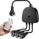 Christmas Light Controller with Remote, Multiple Lighting Effects, Timer, Dusk to Dawn Sensor Control, for Indoor Outdoor Holiday Xmas Lights, Waterproof(3 Channel/14 Functions,Black)