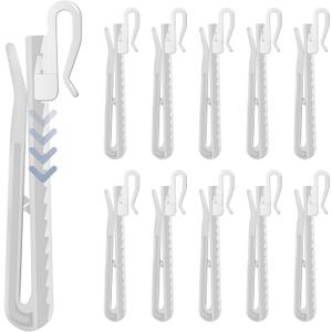 100 PCS Plastic Curtain Hooks, Adjustable Pinch Pleat Hooks, Ratchet System Pinch Pleat Curtain Hooks Pinch Pleated Curtain Drapery Pin Hook (85mm Plastic Adjust Hook)