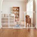 Mumeasy Extra Wide Large Baby Gate for Doorways, 36-66" Walk Through Wide Long Dog Gate for Door & Stair, Auto Close Dual Swing Pressure Mounted Child Safety Gate for Toddlers, Puppies & Pets, White