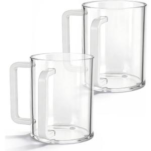 2 Pcs Judaica Hand Washing Cup with Dual Handles 5" Acrylic Clear Negel Vasser Hand Washing Cup for Jewish Ritual Netilat Yadayim Holiday Gifts (White Handle)
