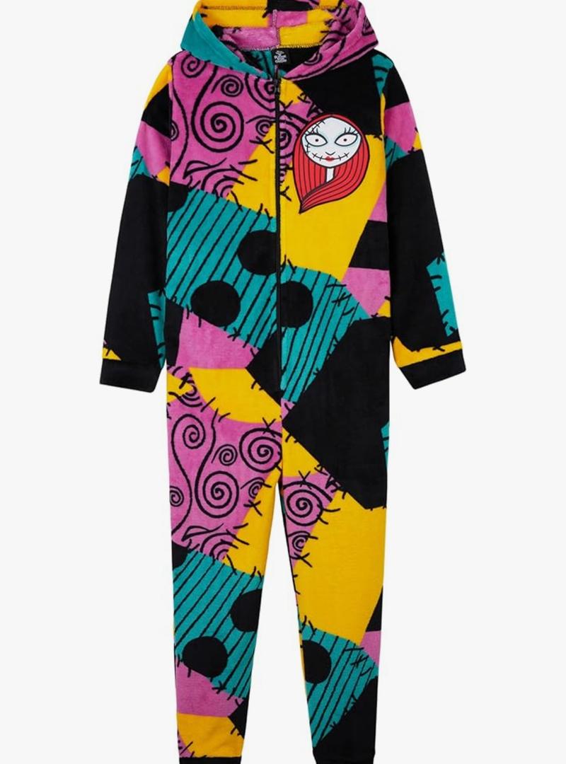 Disney Stitch Girls One Piece Pajamas with Hood, Fleece Sleepsuit - Kids Gift. M