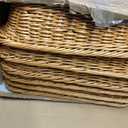Eccliy 6 Pack Wicker Bread Baskets 15.8 Inch Woven Serving Basket for Gifts, Poly Wicker Storage Rectangle Rattan Display Trays for Bread Food Vegetables Fruit Snacks Tabletop Restaurant Home