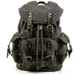 FANDARE Vintage Backpack for Women & Men 15.6 Inch Laptop Backpack Large Capacity Canvas College Bookbag Travel Hiking Work Commuter Daypack Dark Gray