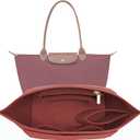 LOUKAYCCI Felt Purse Organizer Insert for Longchamp Le Pliage L Handbag Insert (Vine Red, Large)