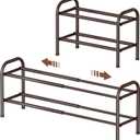 Gonfoam 2-Tier Expandable Shoe Rack,Adjustable Shoe Shelf Storage Organizer Heavy Duty Metal Free Standing Shoe Rack for Entryway Closet Doorway (Bronze)