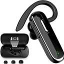 DTALL Bluetooth Headset, V5.1 Ultralight Wireless Handfree Earpiece for Cell Phones with Battery Display Charging Case 96 Hours Talking Time Built-in Microphone for Driving,Office,Business