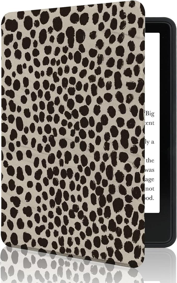 MOROCK Slim Case for Kindle Paperwhite 11th Generation(2021 Release,Model NO.M2L3EK), Fits 6.8" Amazon Kindle Paperwhite Signature Edition, Lightweight PU Leather Cover, Khaki Leopard Print