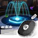 Solar Fountain Pump for Bird Bath,2026 Solar Powered Water Fountain Pump with Lights, 4000mAh Large Battery Solar Bird Bath Fountains Outdoor,9 Spary Modes Solar Birdbath Fountains for Pond,Pool-White