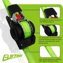 Retractable Ratchet Straps 2 Pack, 1 In X 10 Ft Tie Downs, Green | Auto Self Retracting, 1650 Lbs Break Strength, Reflective Stitching, Rubber Coated S-Hooks, For Motorcycle And ATV