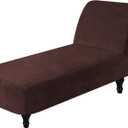 Luxury Velvet Chaise Lounge Slipcover  High-Stretch, Machine Washable Cover for Armless Chaises  Indoor Chaise Cover for Living Room, Sofa, Bedroom (Brown)