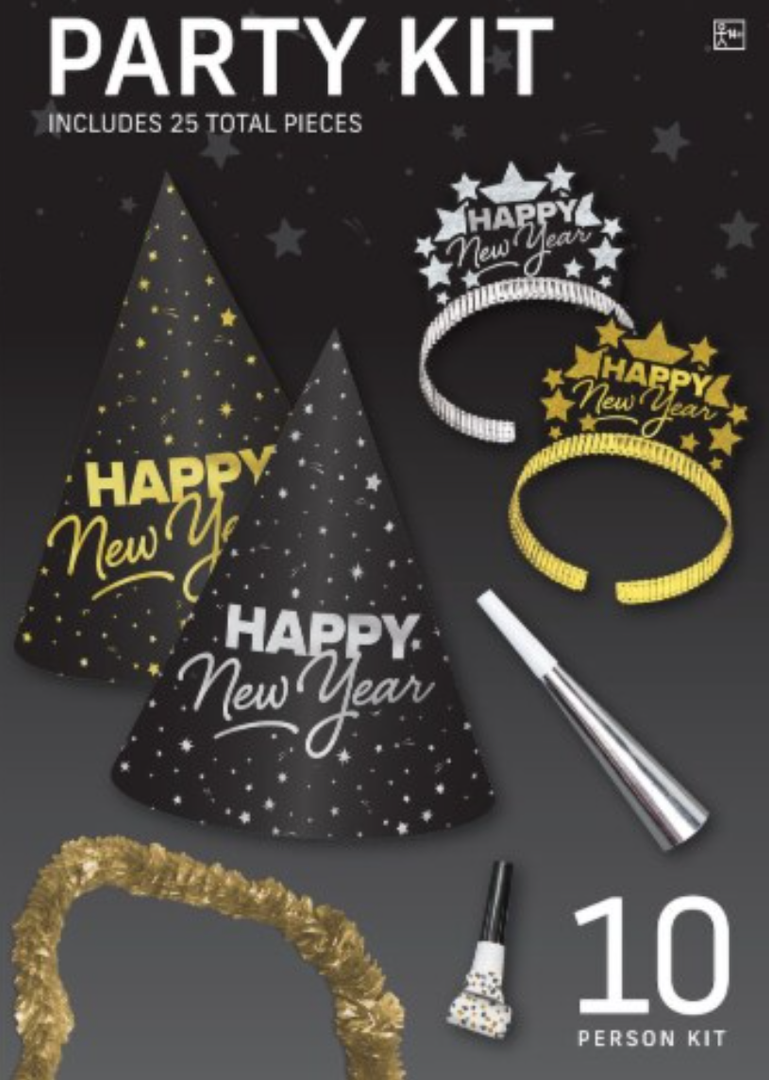 Amscan Shooting Stars New Year's Party Kit For 10 Person, 25 pieces
