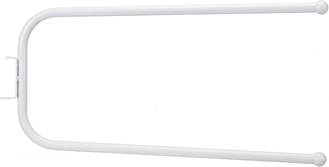 Novabright Door Hinge Towel Bar Rack Behind Storage Door Double Bar Towel White Alloy Steel Rack Holder Hinge Mounted for Family Compact Spaces Small Bathrooms Bedroom