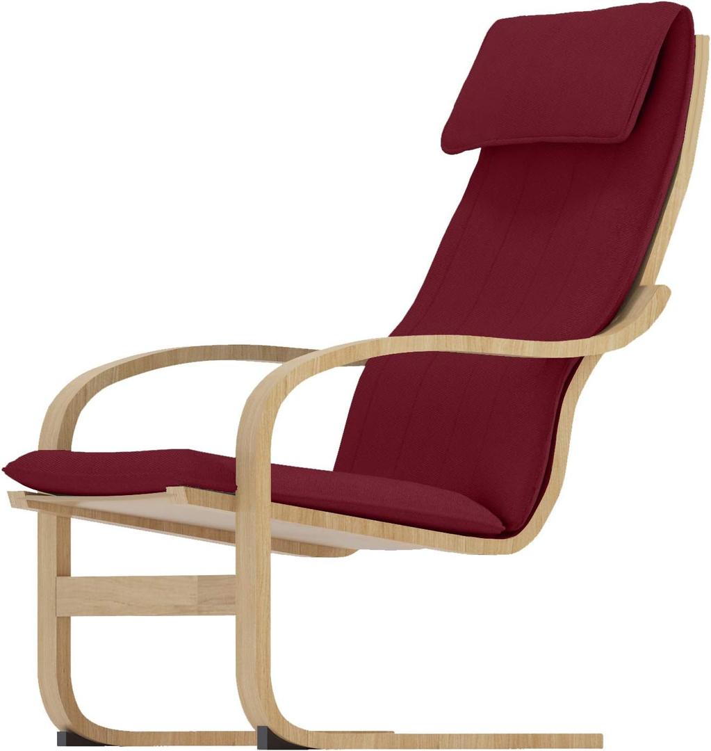 The Cotton Poang Chair Cover Replacement is Custom Made Compatible for IKEA Poang Armchair Slipcover Only. (Red)