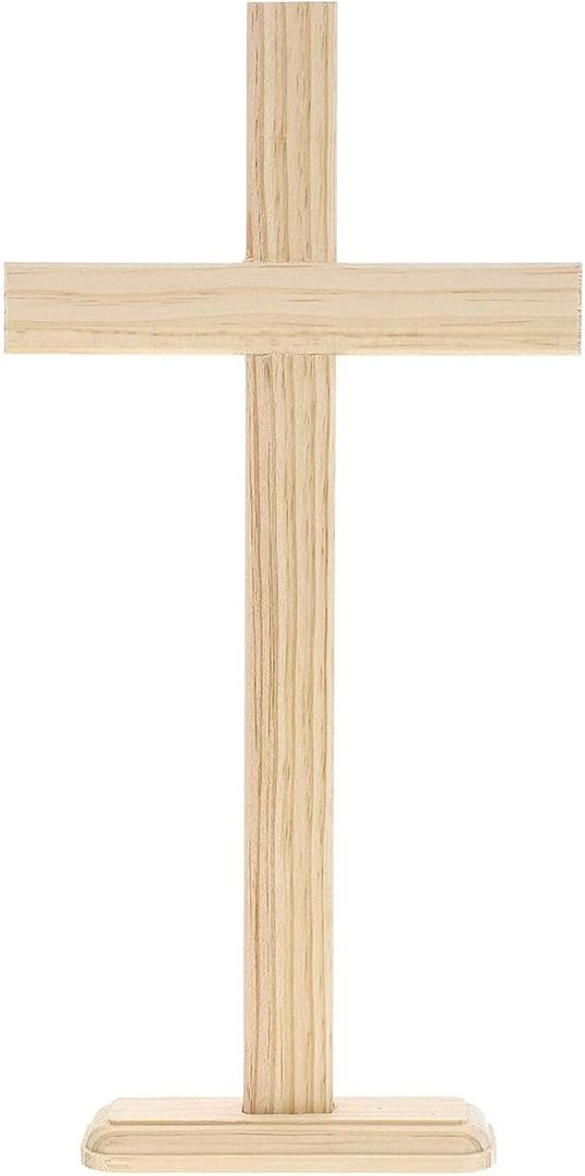 Juvale 2 Pack Wood Crosses for Crafts and Table Displays, Wooden Cross (7.9 x 15.5 In) - Tabletop Crosses