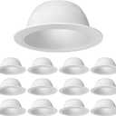 [12-Pack] 6" Metal Recessed Can Light Trim Cover, Step Baffle with Ring, White (Trim Only, Bulb Not Included)