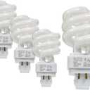 13 Watt T3 Spiral CFL 4 Pin G24Q-1 Base Light Bulb 3500K 800lm - Compact Fluorescent -Neutral White Light 4pack