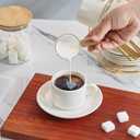 YOLIFE Espresso Cups with Saucers Set and Gold Metal Stand, 4oz Coffee Espresso Cups Set of 6, Ceramic Expresso Shots Cup with Stand & Saucers, White