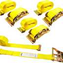 KJE E-Track Ratchet Straps, 4 Pack 2" x20' Heavy Duty Cargo Tie-Downs, 4500LBS Breaking Strength, Standard E Track Fitting Tie Down Ratcheting Strap for Cargo Vans, Trucks, Trailers