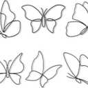 Hotop 6 Pieces Metal Butterfly Wall Decor Metal Wall Art Heart Hanging Decorations Wire Flowers Decals Decor for Kitchen Bathroom Indoor Outdoor Wedding Birthday Party (Classic,Black)